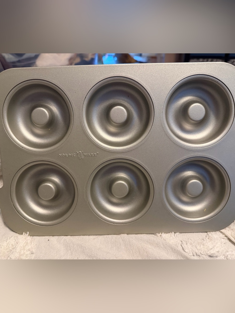 Nordic Ware Silver Metallic 6-Cavity Donut Baking Pan